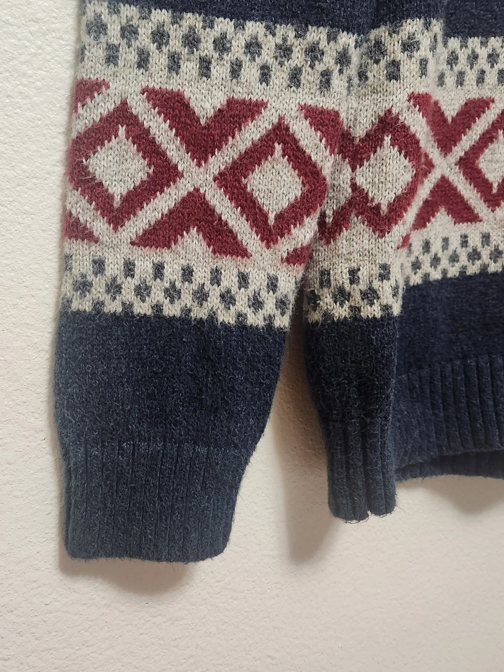 VTG Y2K Abercrombie & Fitch Shawl Collar Sweater S Nordic Fair Isle Preppy